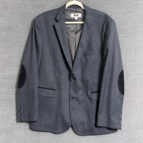 Joseph Abboud‎ Sport Coat XL Gray Wool Blend Elbow Patches Classic Blazer 44R - Picture 1 of 12
